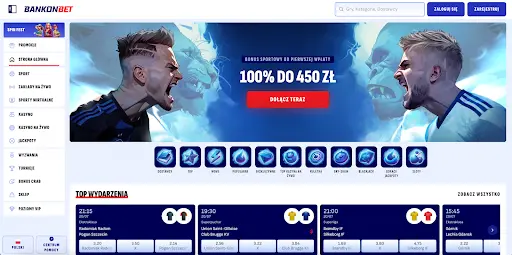 BankonBet Polska - Zakłady sportowe i kasyno online BankonBet - strona główna z ofertą zakładów sportowych i gier kasynowych online w Polsce